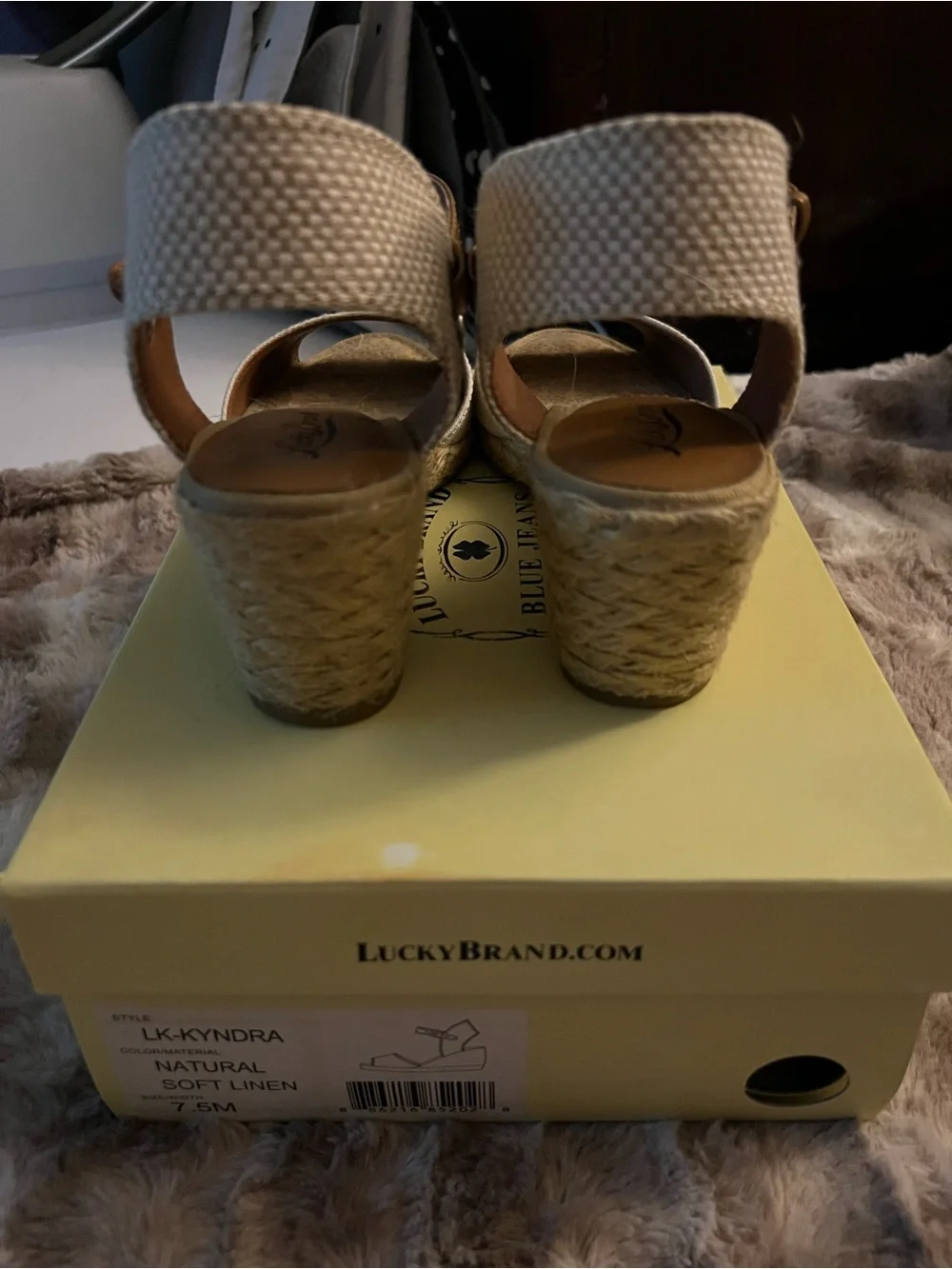 Lucky Brand Women's Natural Wedge Sandals Ankle Strap Buckle Solid Size 7.5 M